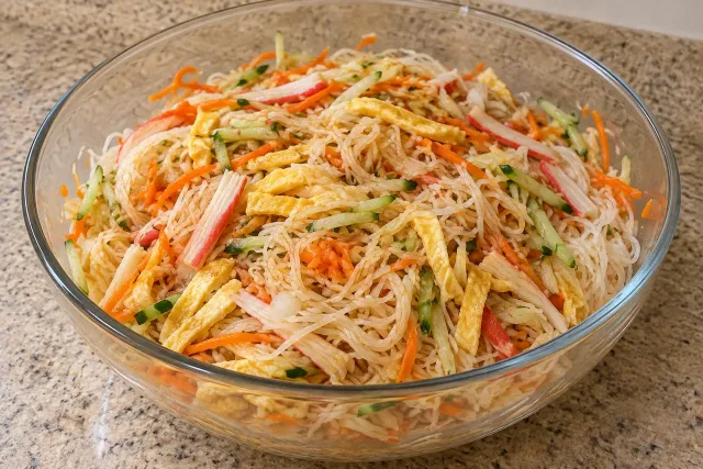 Salada de bifum com legumes e kani &mdash; sugest&atilde;o de apresenta&ccedil;&atilde;o