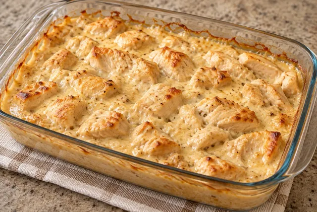 Frango cremoso com creme de cebola no forno &mdash; sugest&atilde;o de apresenta&ccedil;&atilde;o